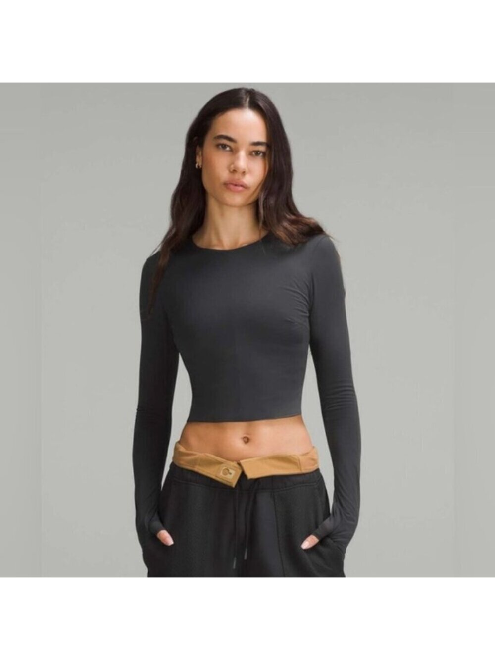 Lululemon Tight-Fit Lined Long-Sleeve Shirt in Black - Medium, but fits Small!